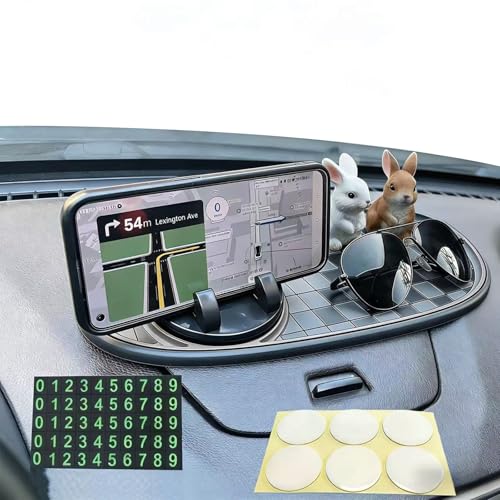 Kraoouis Universal Car AntiSlip Mat Dashboard Mat with 360 Rotating Phone Holder with Temporary Parking Number with ResidueFree Adhesive Tape MultiFunctional Organizer Pad for Sunglasses Keys Gary - Image 1
