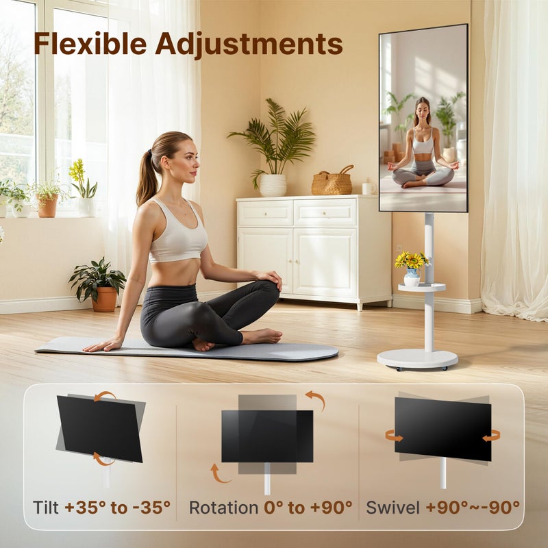 ECOTINY Height Adjustable Rolling TV Stand for 13-43 Inch TV up to 33 Pounds, Portrait to Landscape, Mobile TV Cart with Adjustable Storage Box and Shelf Max VESA 200x200mm - Image 4