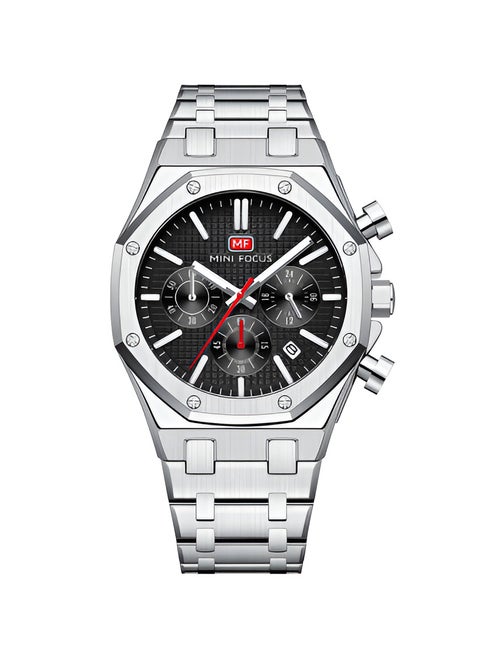 Mini Focus Stainless Steel Chronograph Watch - Black Dial