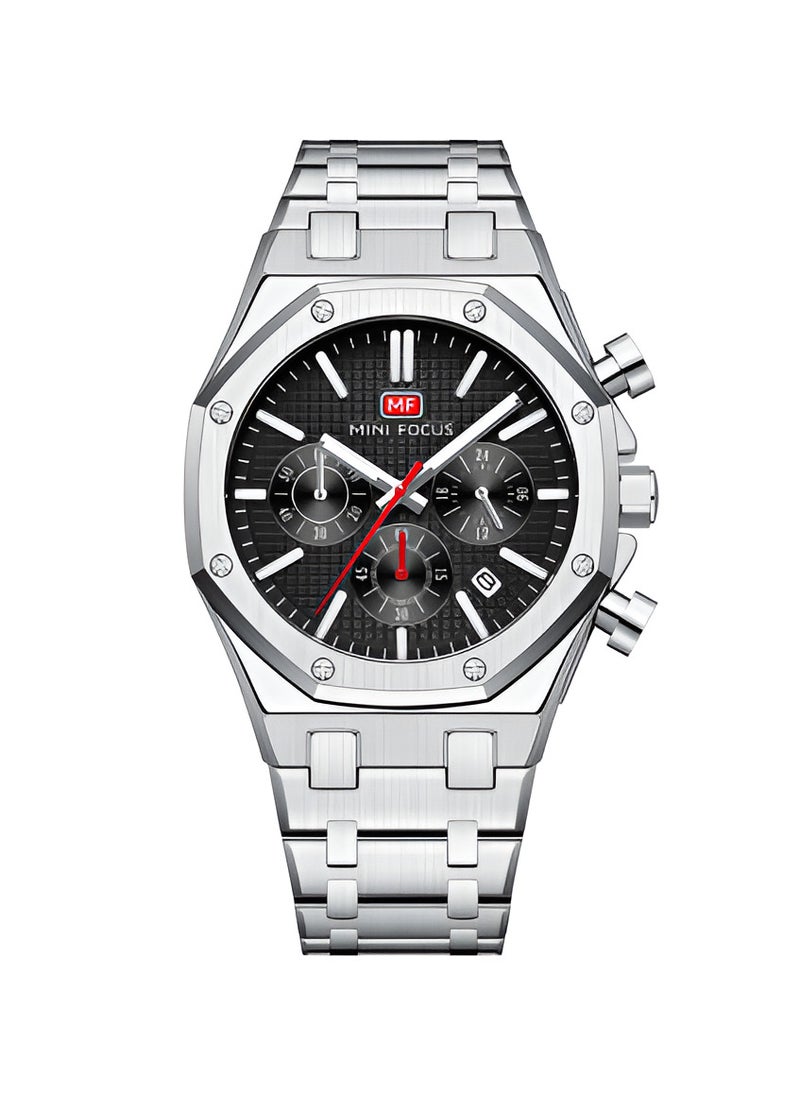 Mini Focus Stainless Steel Chronograph Watch - Black Dial