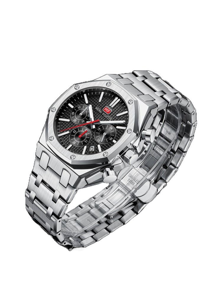Mini Focus Stainless Steel Chronograph Watch - Black Dial