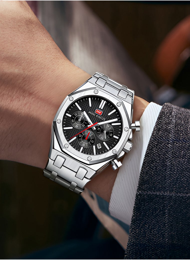 Mini Focus Stainless Steel Chronograph Watch - Black Dial