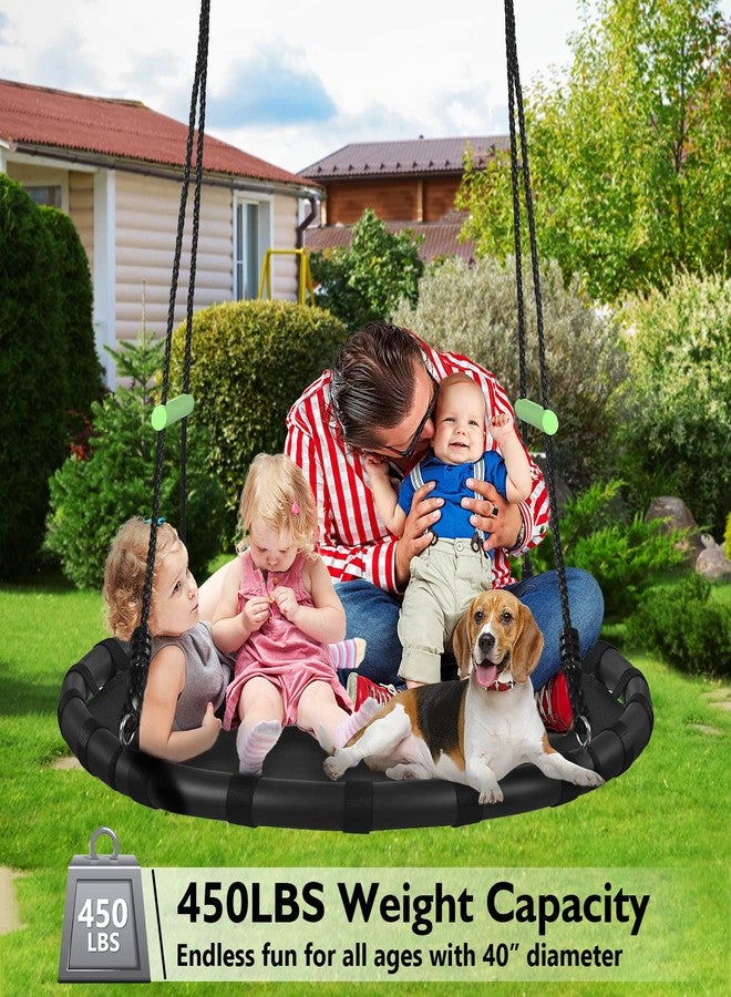 ZBZBML Tree Swing with PP Mat - Durable, Safe, and Easy to Install,Black Outdoor Saucer Swing,Flying Saucer Web Circle Swing for Yard Garden Playground Park (40 inches Diameter) - Image 5