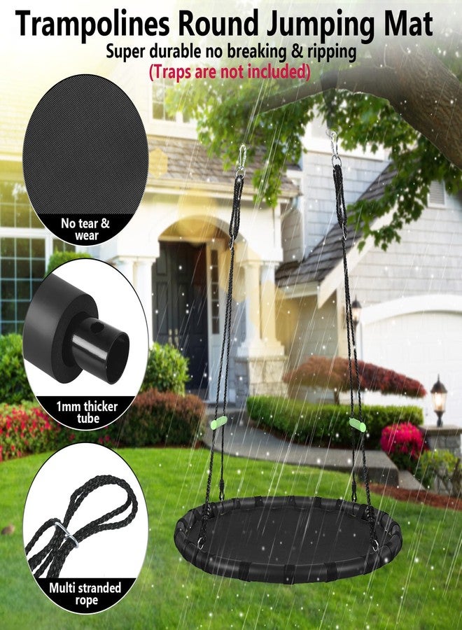 ZBZBML Tree Swing with PP Mat - Durable, Safe, and Easy to Install,Black Outdoor Saucer Swing,Flying Saucer Web Circle Swing for Yard Garden Playground Park (40 inches Diameter) - Image 2