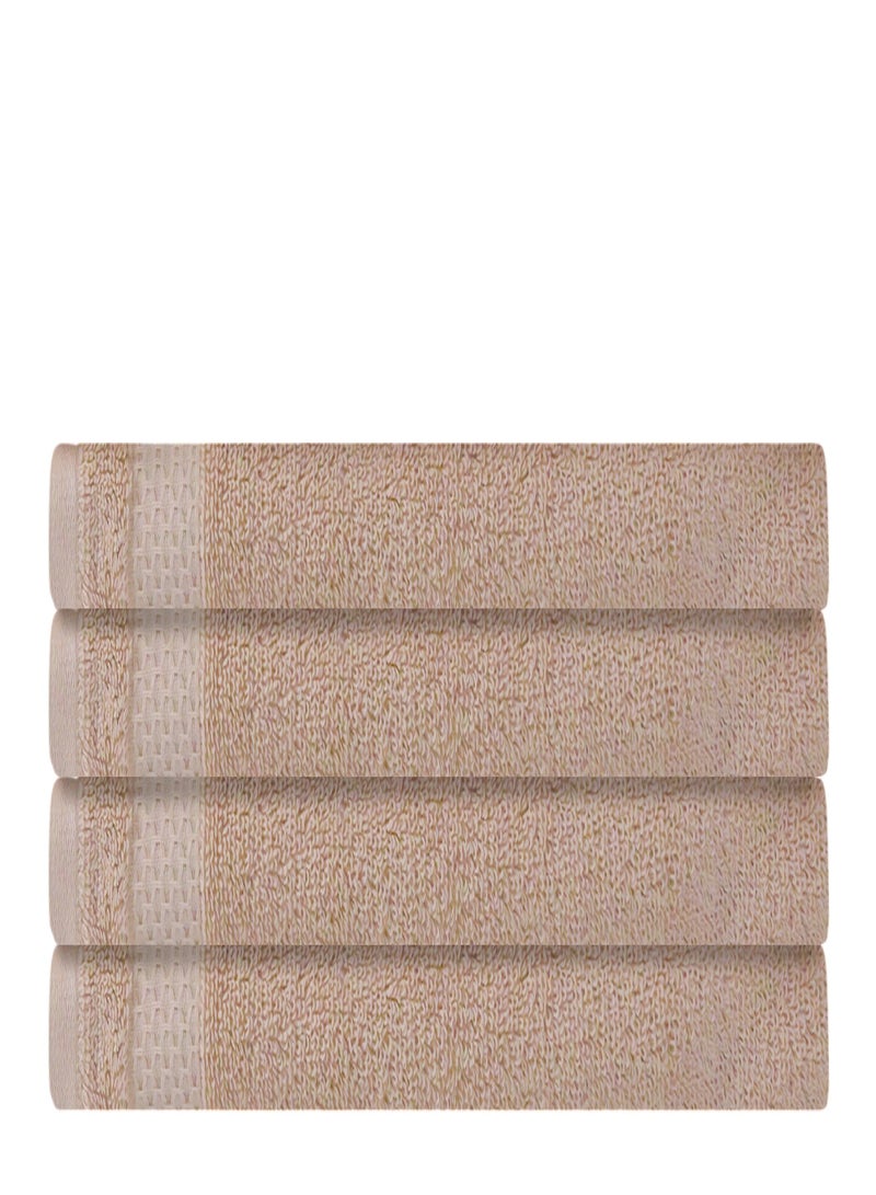 REZLAN UAE REZLAN Premium 4-Piece Hand Towel Set - 100% Cotton (40×60 cm/16×24 in) - Soft & Absorbent - SAND  - Image 1