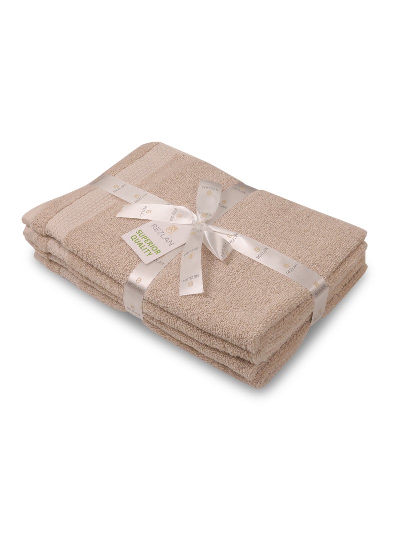 REZLAN UAE REZLAN Premium 4-Piece Hand Towel Set - 100% Cotton (40×60 cm/16×24 in) - Soft & Absorbent - SAND  - Image 5