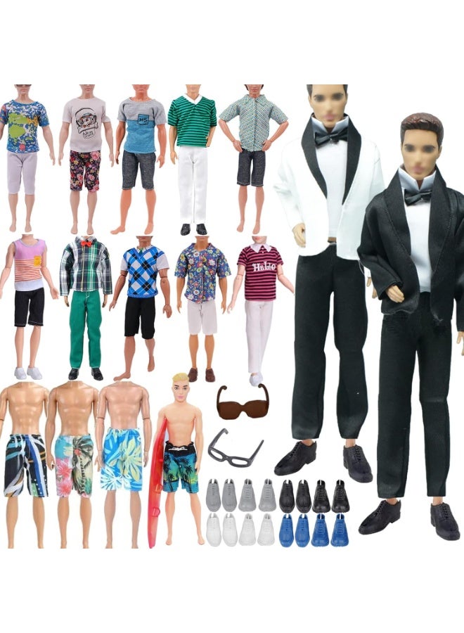 DUNISO 30 قطعة مجموعة ملابس وإكسسوارات دمى كين، ملابس دمى متوافقة مع ملابس وإكسسوارات دمى كين، مجموعة تصميم أزياء لدمية بطول 11.5 بوصة، سهلة الارتداء والإزالة، هدية للفتيات - Image 3