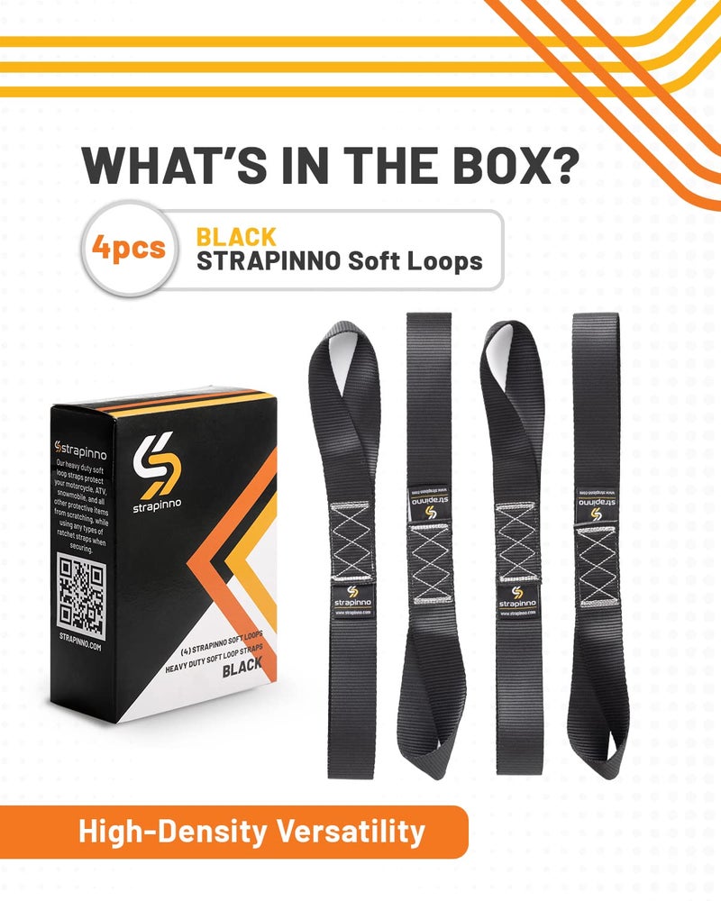 Strapinno 4pcs. Soft Loop Tie-Down Straps -1.7 in. x 17 in. Straps with 10,500lbs Breaking Strength and 3,500lbs Working Load Limit Each, Ideal for Securing ATV, UTV, Vehicles, and Other Equipment - Image 3