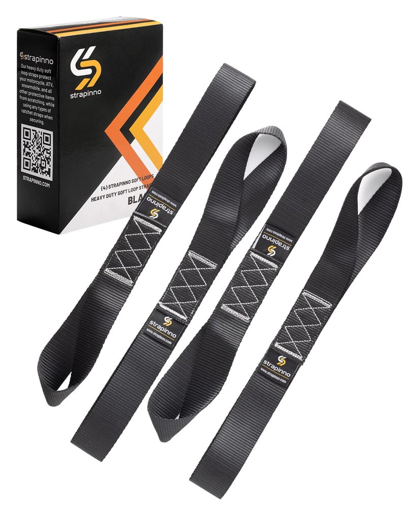 Strapinno 4pcs. Soft Loop Tie-Down Straps -1.7 in. x 17 in. Straps with 10,500lbs Breaking Strength and 3,500lbs Working Load Limit Each, Ideal for Securing ATV, UTV, Vehicles, and Other Equipment - Image 1