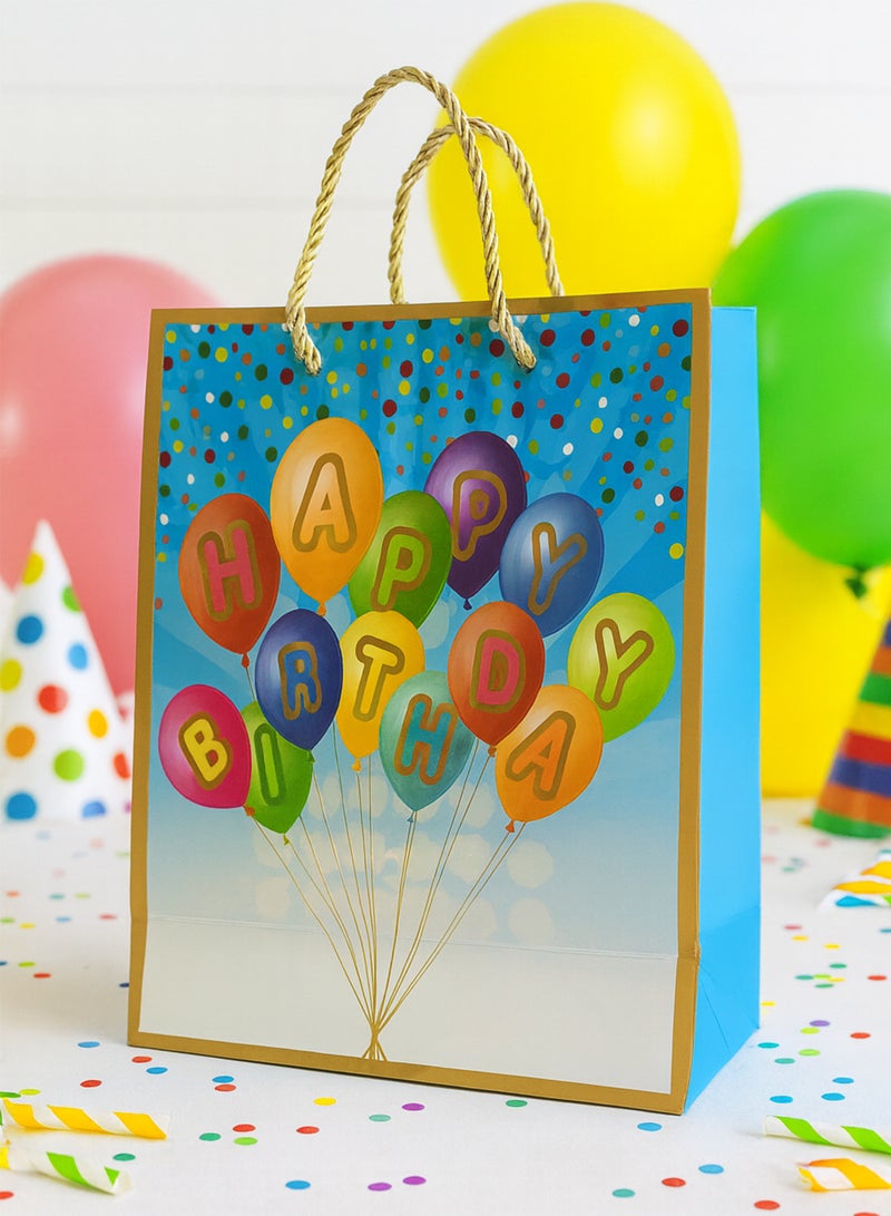 Toshionics Happy Birthday Gift Bags with Handles 12 Pcs – Small Party Favor Bags Bulk for Kids & Adults – Glossy Durable Cardboard Gift Bags for Birthdays, Baby Shower, Anniversary, Party Supplies – 18x10x23cm (Model EST-3338S) - Image 2