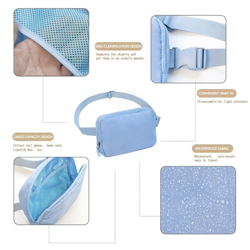 WITROMAN Belt bag Fanny pack crossbody bags for women Everywhere belt bag (Light blue) - Image 3