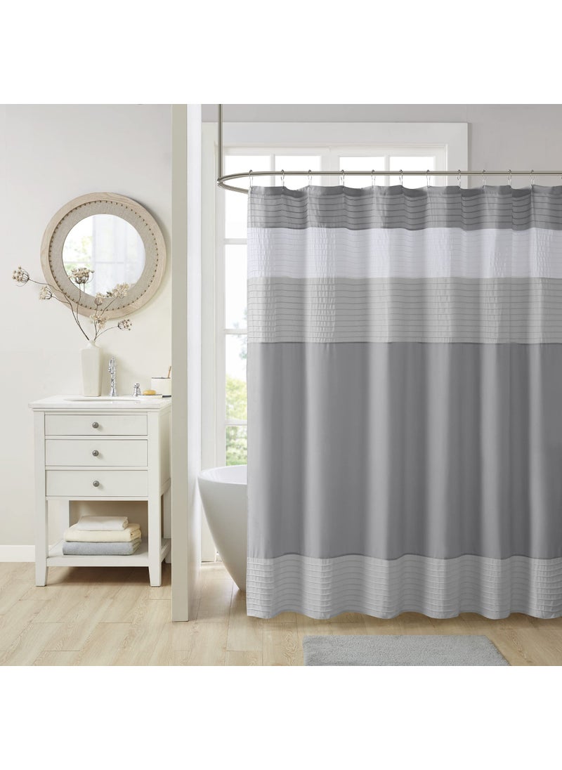 Comfort Spaces Comfort Spaces Windsor Bathroom Shower Pieced Ruffle Pattern Modern Elegant Microfiber Fabric Bath Curtains 72x72 Gray 