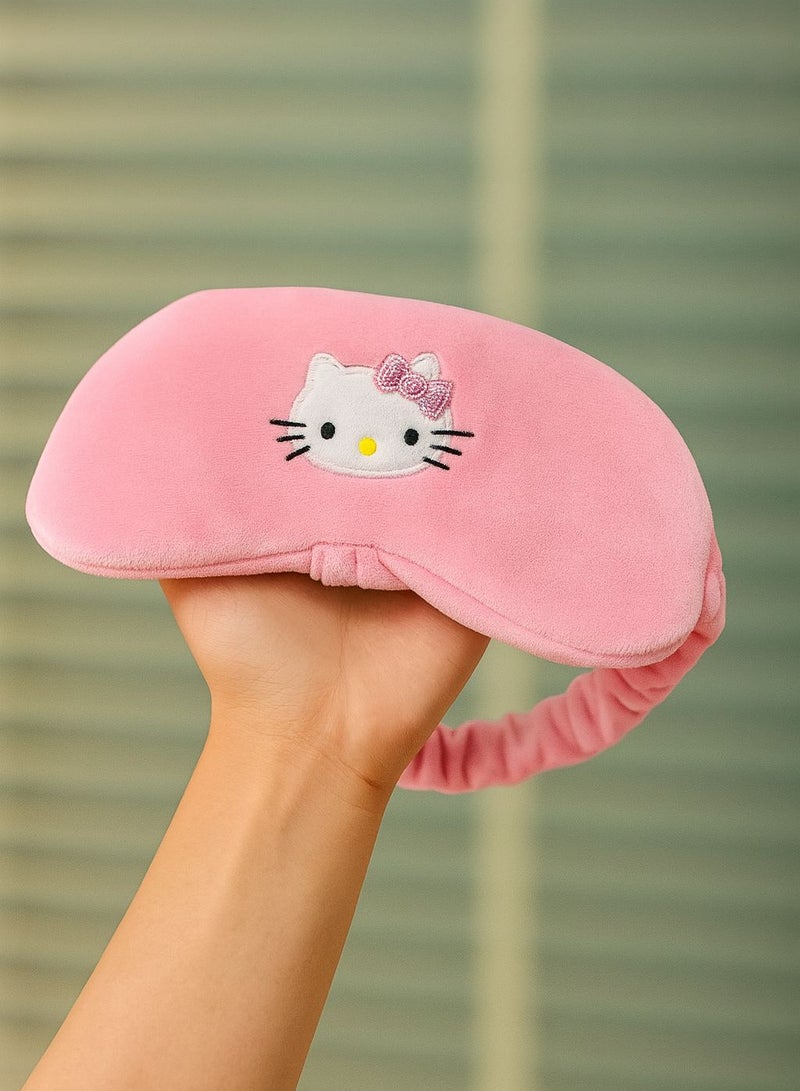 هالو كيتي غطاء عين للأطفال بتصميم هيلو كيتي قطيفة ناعمة لتغطية العين أثناء النوم والاسترخاء | قناع نوم لطيف لتخفيف الإضاءة ومساعدة على النوم العميق | مناسب للسفر والراحة اليومية - Image 1