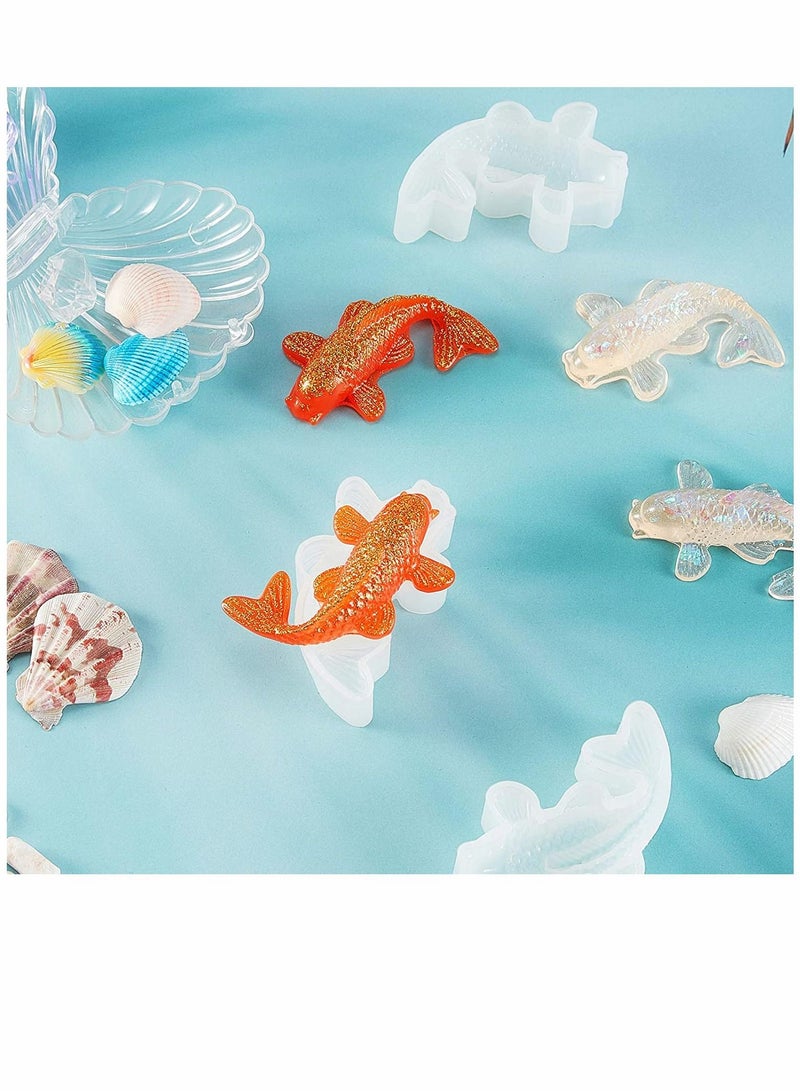 SYOSI Resin Casting Molds, Koi Fish Silicone Resin Moulds Koi Goldfish DIY Pendant Silicone Resin Mold Fish Fondant Mold with Twelve Color Sequins for DIY Pendant Charms Making Jewelry, 3 Pieces - Image 5