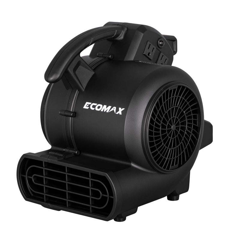 ECOMAX مروحة هواء، 950 CFM، مروحة أرضية، مجفف سجاد، مروحة نفخ، 3 سرعات، 3 زوايا نفخ، سلسلة دائرية، وظيفة توقيت، لاستعادة الأضرار الناتجة عن المياه، الفيضانات، السباكة، الصالة الرياضية والمنزل، EMAM1090A - Image 1