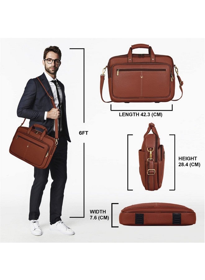 Wildhorn WildHorn Leather 15 Inch Laptop Messenger Bag For Men I Padded Laptop Compartment I Carry Handles With Adjustable Strap I Dimension : L-15.5 Inch W-3.5 Inch H-11.5 Inch ,Brown - Image 2