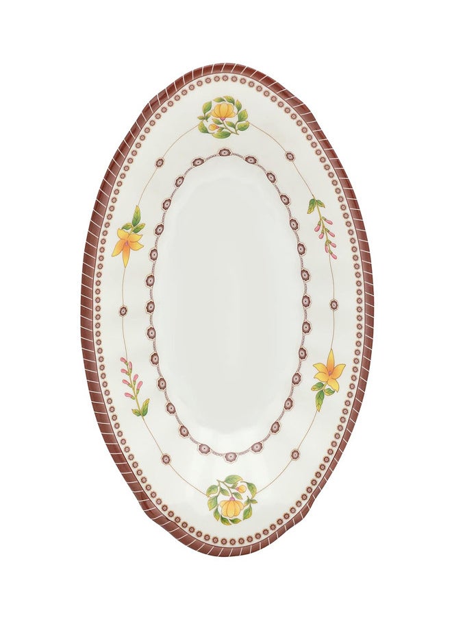 Narjis 12-Piece Melamine Deep Oval Side Plate Set 22CM White/Maroon  - Image 4