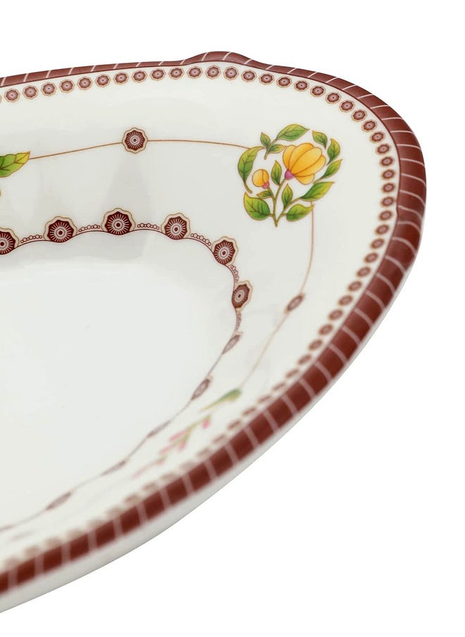 Narjis 12-Piece Melamine Deep Oval Side Plate Set 22CM White/Maroon  - Image 5