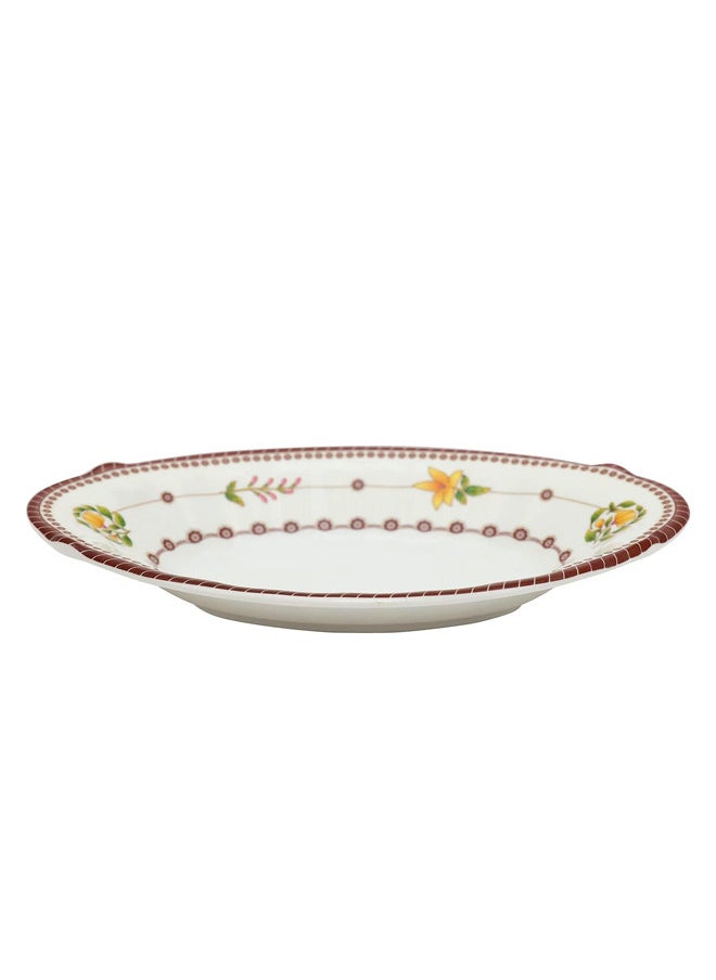 Narjis 12-Piece Melamine Deep Oval Side Plate Set 22CM White/Maroon  - Image 3