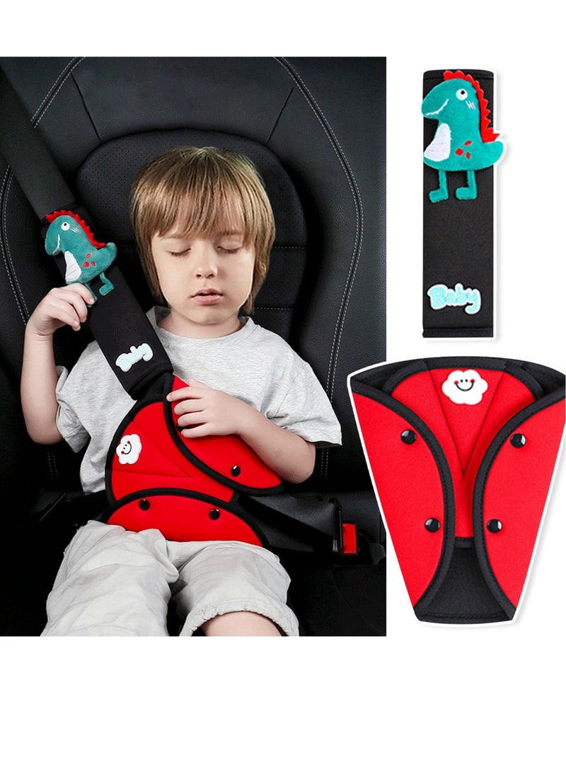 Seat Belt Cover Pad  Seatbelt Adjuster, 2 PCS Universal Car Seatbelt Adjuster for Kids  Cushion, Travel Car Seat Strap Pad Cover, Shoulder Neck Headrest Pillow for Toddler Baby Child - Image 1