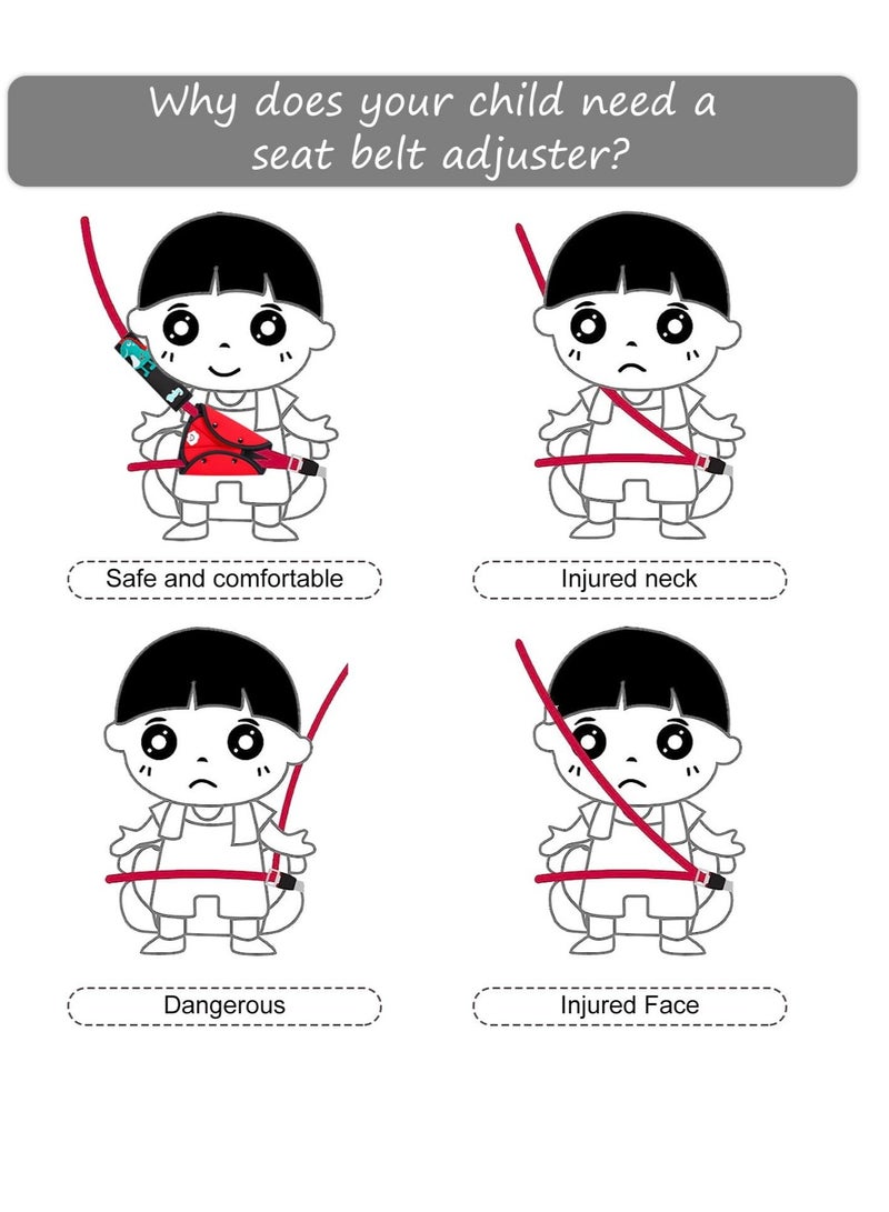 Seat Belt Cover Pad  Seatbelt Adjuster, 2 PCS Universal Car Seatbelt Adjuster for Kids  Cushion, Travel Car Seat Strap Pad Cover, Shoulder Neck Headrest Pillow for Toddler Baby Child - Image 2