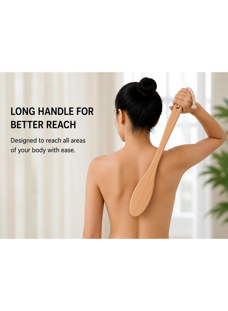 Shower Brush with Soft and Stiff Bristles, Exfoliating Skin and A Soft Scrub, Brush Head for Wet or Dry Brushing, Specially Long Wooden Handle Cleans The Body Easily - Image 4