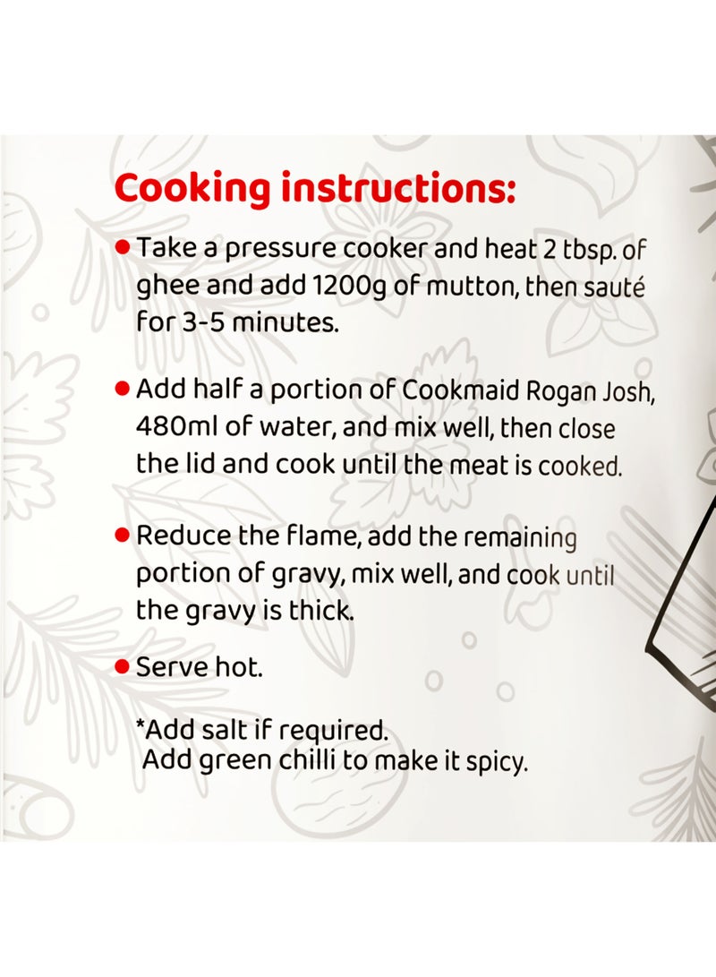 COOKMAID | Rogan Josh | Ready to Cook | Just add Fresh Mutton, Chicken, Meat | No Preservatives | No Chemical | Vegetarian | Instant Gravy | Easy Cooking | Authentic,Traditional Recipe | 300gm - Image 4