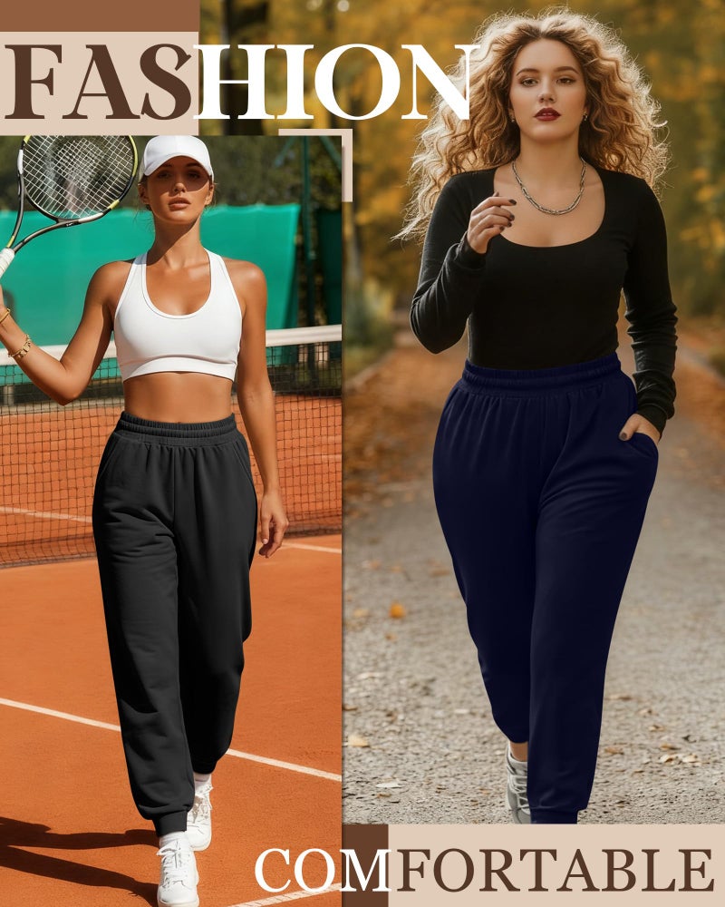 Evervibe 3 Pack Women's Plus Size Yoga Joggers, Comfy High Waisted Lounge Pants Loose Casual Sweatpants Pajama with Pockets(Navy, Dark Gray, Black,3X-Large) - Image 5