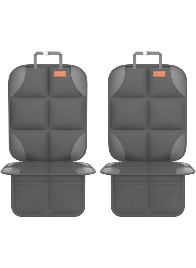 smartelf SMART ELF Car Seat Protector for Child Car Seat - Waterproof 600D Fabric Baby Seat Protectors for Non-Slip Backing Mesh Pockets for Baby and Pet, Easy Storageï¼ˆDark Grayï¼‰ - Image 1
