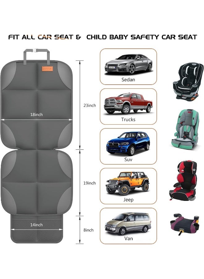 smartelf SMART ELF Car Seat Protector for Child Car Seat - Waterproof 600D Fabric Baby Seat Protectors for Non-Slip Backing Mesh Pockets for Baby and Pet, Easy Storageï¼ˆDark Grayï¼‰ - Image 2