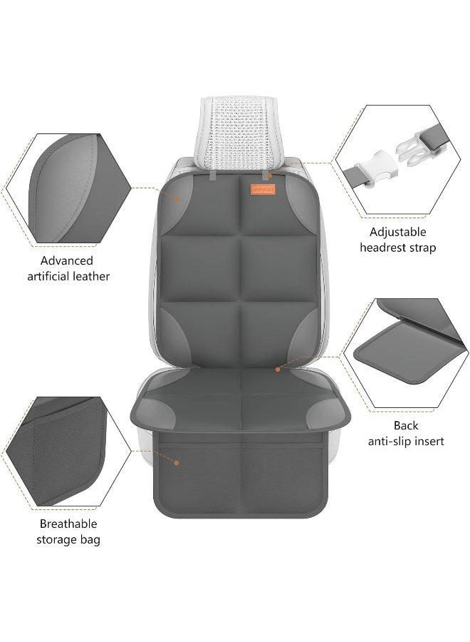 smartelf SMART ELF Car Seat Protector for Child Car Seat - Waterproof 600D Fabric Baby Seat Protectors for Non-Slip Backing Mesh Pockets for Baby and Pet, Easy Storageï¼ˆDark Grayï¼‰ - Image 5