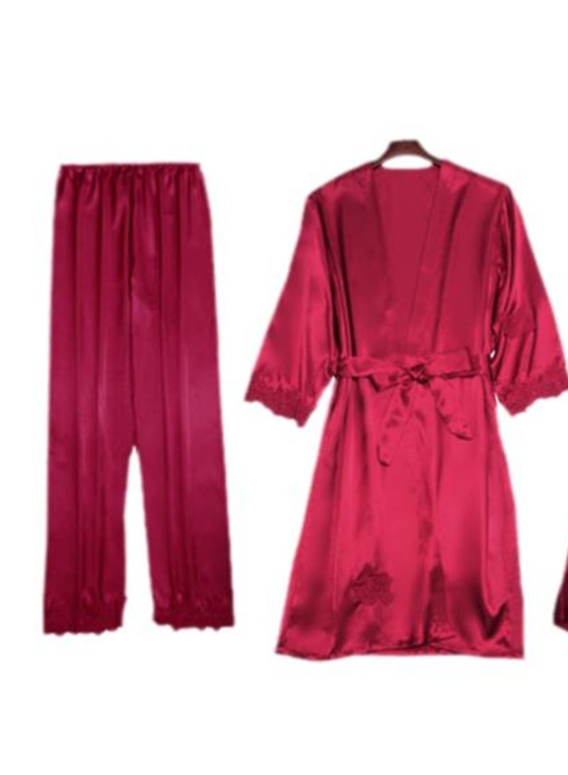 5pcs women's pajamas with imitation silk pajamas suspenders shorts pajamas set - Image 2