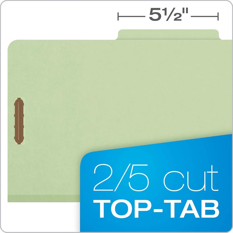 Pendaflex Recycled Classification File Folders, 1 Divider, 2" Embedded Fasteners, 2/5 Tab Cut, Legal Size, Light Green, Box of 10 (28776R) - Image 5