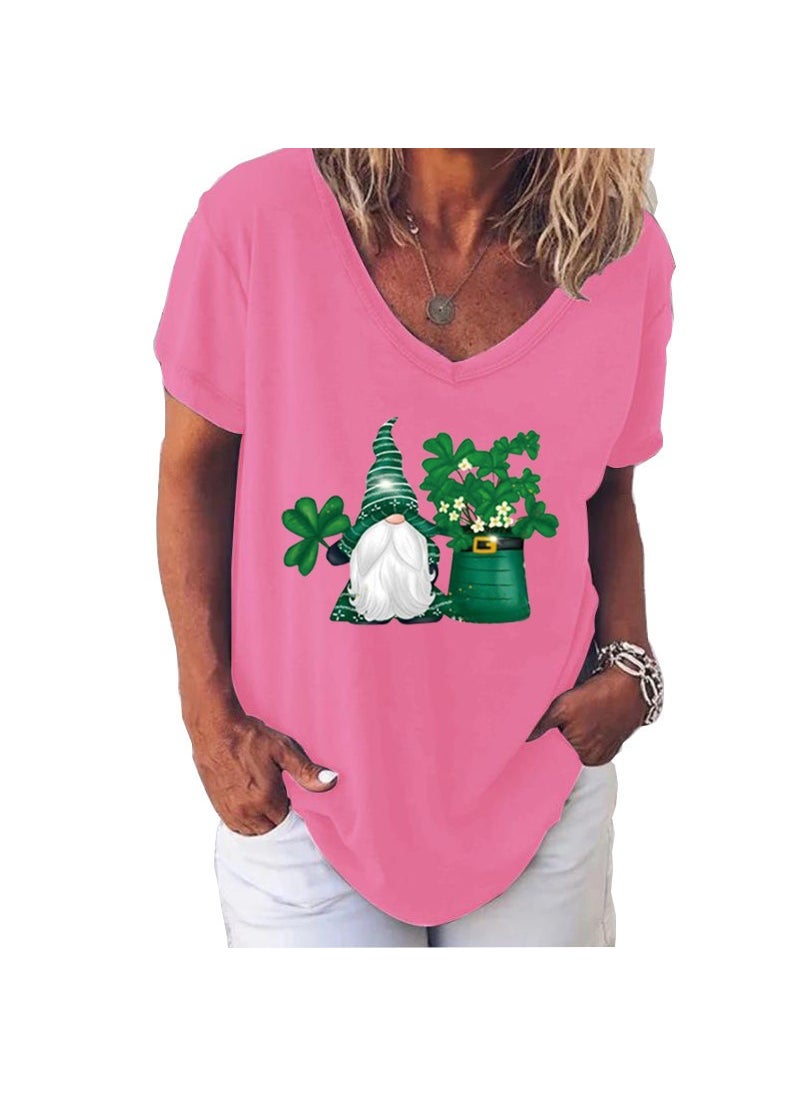 Generic - Womens V-neck Short-sleeved T-shirt Independent Station Christmas Europe And America Fashion Polyester Fiber Loose Fit Street Style White - Image 1