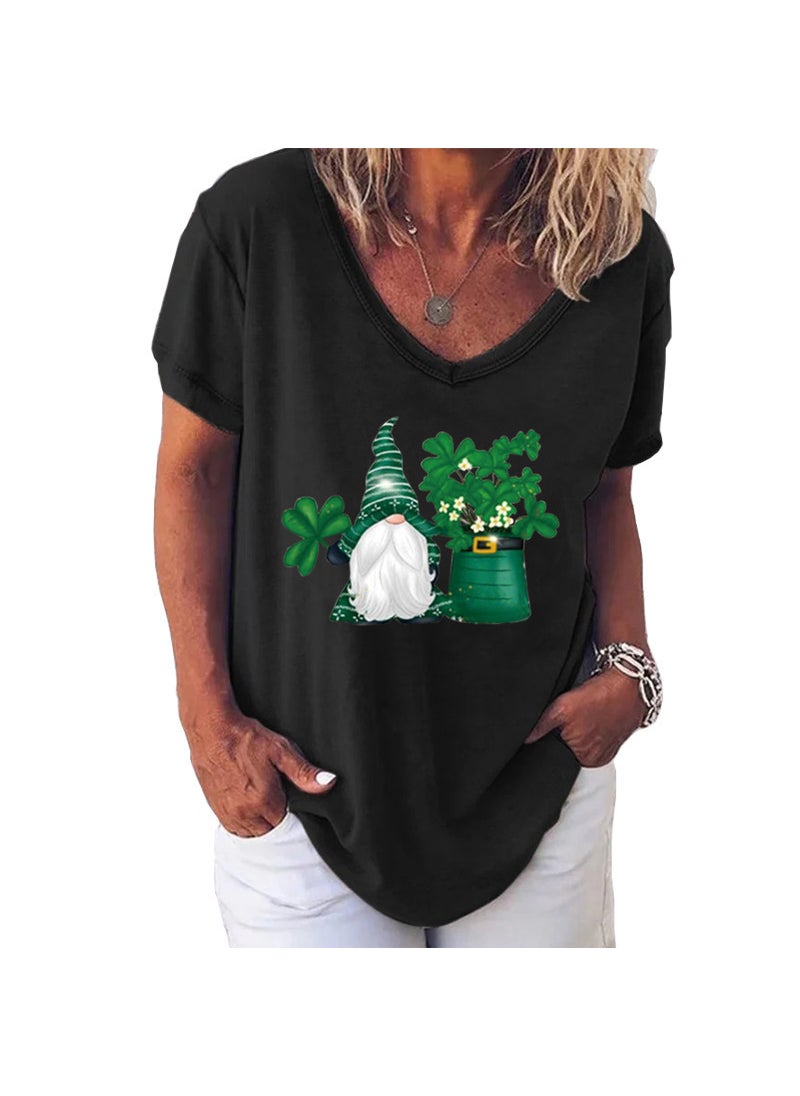 Generic - Womens V-neck Short-sleeved T-shirt Independent Station Christmas Europe And America Fashion Polyester Fiber Loose Fit Street Style White - Image 1