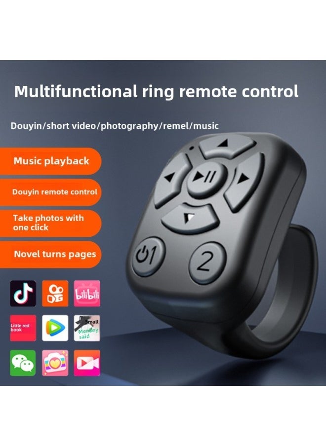 TikTok Ring Remote Control Brush Video Novel Flip Multi-function Mobile Phone Video Bluetooth Remote Control Selfie Device-Color:J6 Ring Remote Control White-english Box  - Image 2