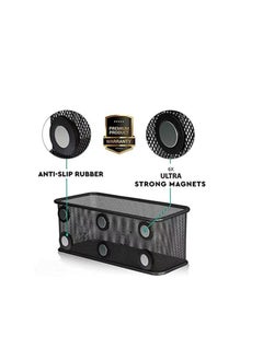 KASTWAVE Mesh Magnetic Storage Baskets, Anti Slip Strong Magnet Pen Cup Magnetic Marker Storage Basket Organizer, Suitable for Whiteboard Refrigerator Fridge Locker Accessories (Black)  - Image 3