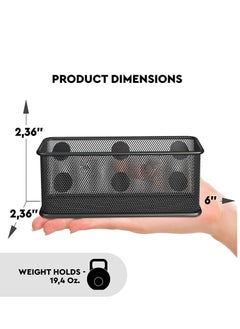 KASTWAVE Mesh Magnetic Storage Baskets, Anti Slip Strong Magnet Pen Cup Magnetic Marker Storage Basket Organizer, Suitable for Whiteboard Refrigerator Fridge Locker Accessories (Black)  - Image 2