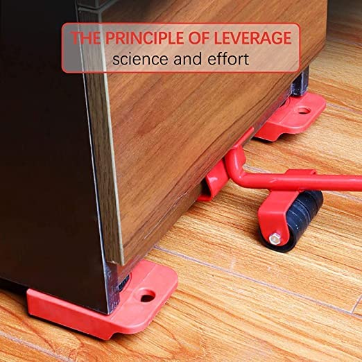 EKANTIK Furniture Shifting Tool Lifter Heavy Duty Mover Set with Wheel Pads for Easy and SafeLift Sofas Refrigerators and Home Appliances Up to 150KG Set of 1 Red - Image 4