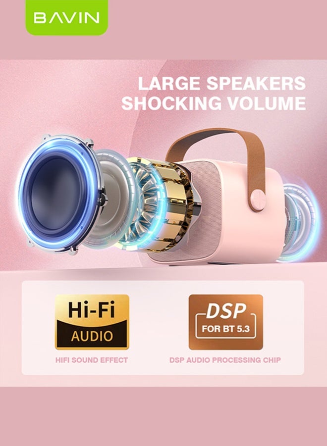 Bavin party outdoor AUX portable wireless blue tooth karaoke Home Karaoke Portable Bluetooth Speaker with 1 Wireless Microphone for Party Singing TF Card AUX Connectivity and Type-C Charging - Image 4