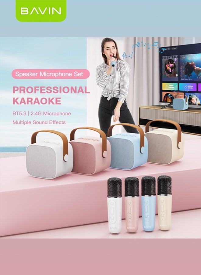 Bavin party outdoor AUX portable wireless blue tooth karaoke Home Karaoke Portable Bluetooth Speaker with 1 Wireless Microphone for Party Singing TF Card AUX Connectivity and Type-C Charging - Image 1