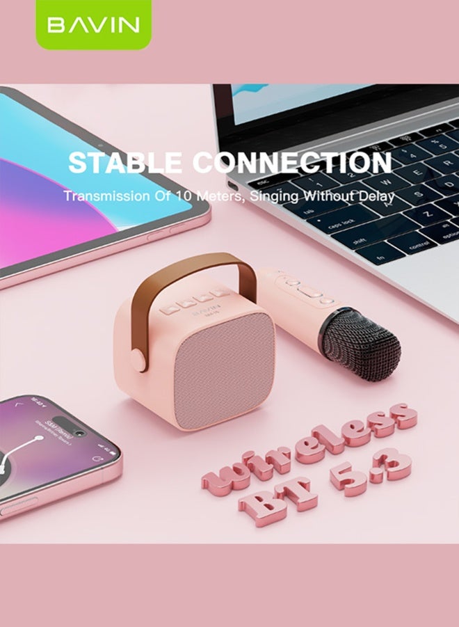 Bavin party outdoor AUX portable wireless blue tooth karaoke Home Karaoke Portable Bluetooth Speaker with 1 Wireless Microphone for Party Singing TF Card AUX Connectivity and Type-C Charging - Image 5