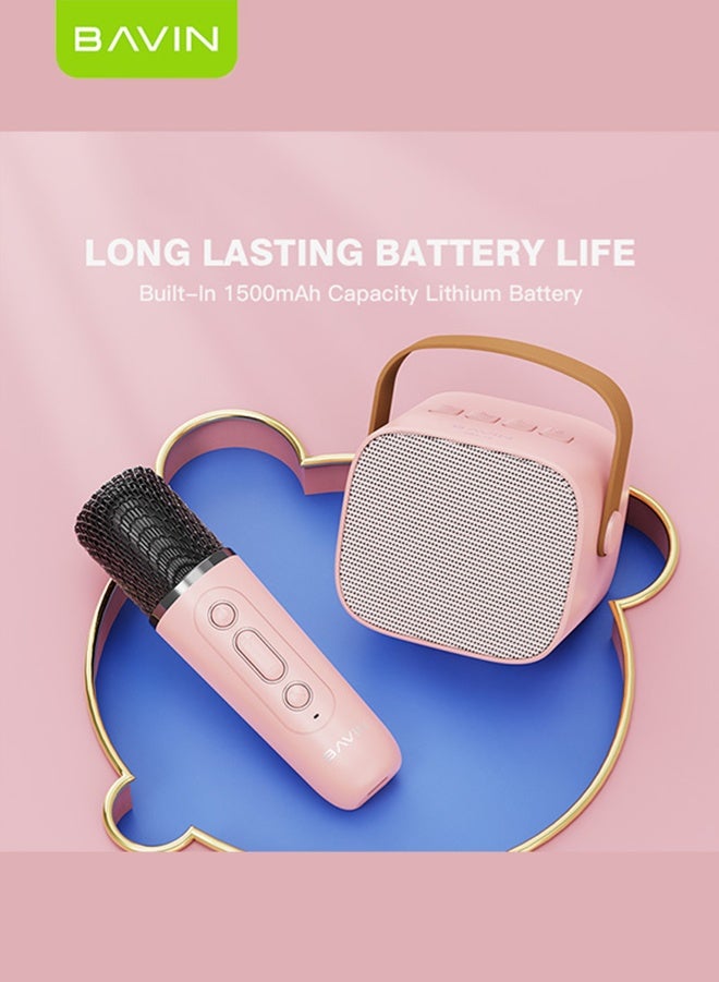 Bavin party outdoor AUX portable wireless blue tooth karaoke Home Karaoke Portable Bluetooth Speaker with 1 Wireless Microphone for Party Singing TF Card AUX Connectivity and Type-C Charging - Image 3