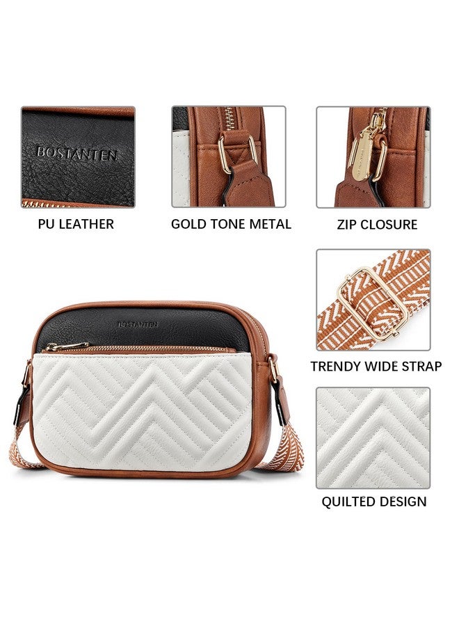BOSTANTEN Quilted Crossbody Bags for Women Vegan Leather Purses Small Shoulder Handbags with Wide Strap - Image 3