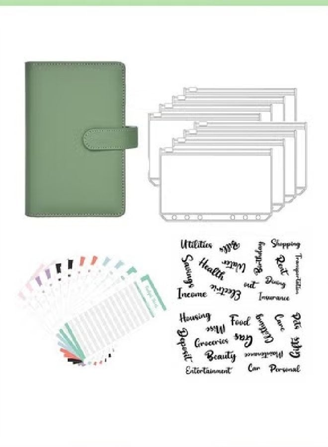 KLNAMAEAAN A6 Loose Leaf Folder Hand Account Book Macaron Notebook Leather PU 6 Hole Loose Leaf Book Cash Budget Book Pink Journal Notebook Diary Writing Pads Notebooks Student Planner Stationery Supplies Budget Planner Creative Writing Journal - Image 1