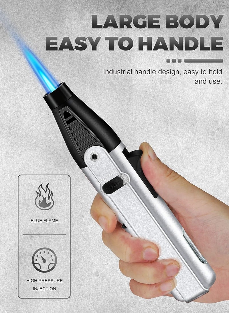 Generic Windproof Butane Torch Lighter, Cooking Lighters with Safety Lock and Adjustable Jet Flame, Suitable for Candle Lighting Stove Kitchen Camping BBQ Plan A (Green)  - Image 4