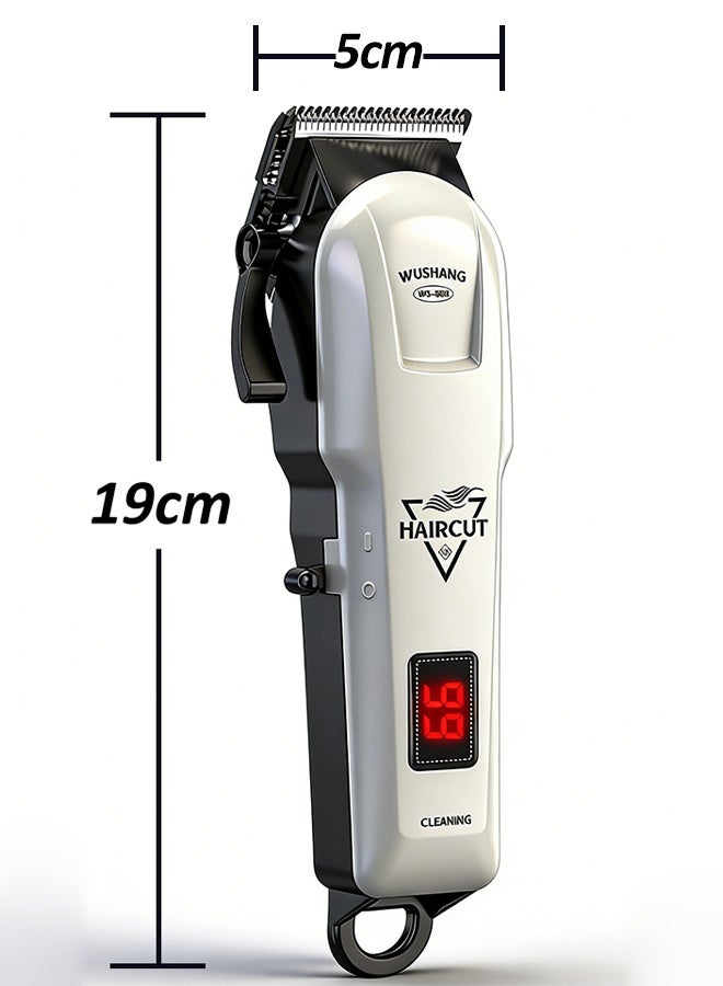 ووشانج Premium Hair Trimmer for men,Professional Hair Clipper,Waterproof Shaving Machine for Men,Type-C Charging and User-Friendly for Salon-Quality Results at Home, White - Image 2