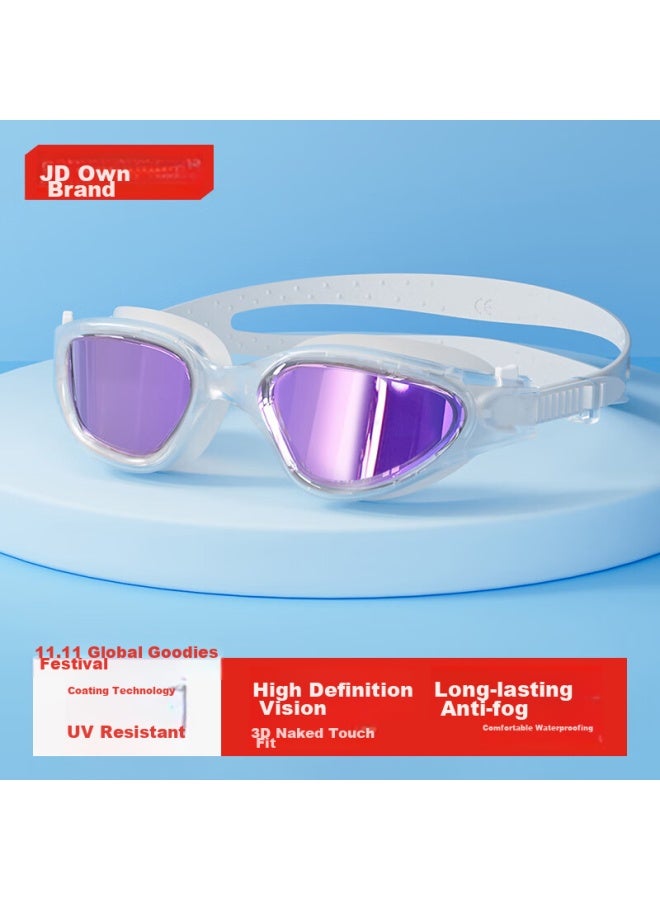 JD.com Jd Jingzao Swimming Goggles, High-definition Anti-fog Waterproof Swim Gl, Professional Coated Goggles For Men And Women, Ice Crystal Purple - Image 1