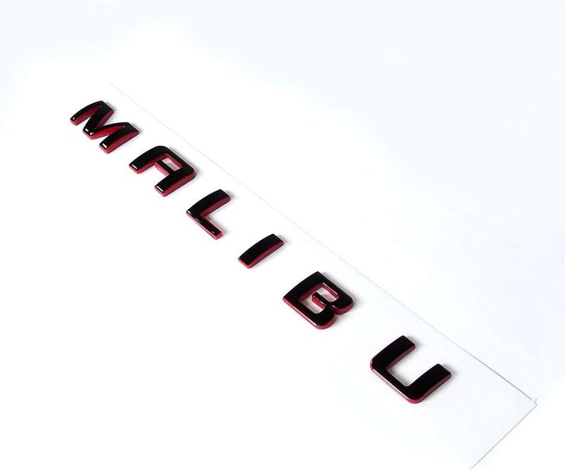 Yoaoo 2x OEM Black Malibu Nameplate Letter Emblem Badge Glossy for GM Malibu with Red Frame - Image 4