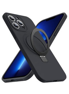 Eligo iPhone 13 Pro MagSafe Case with Magnetic Invisible Stand,【Full Shockproof Protection】Soft Silicone Phone Cover with Kickstand for Apple 13 Pro (Black)  - Image 1